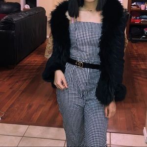 checkered gingham strap jumpsuit